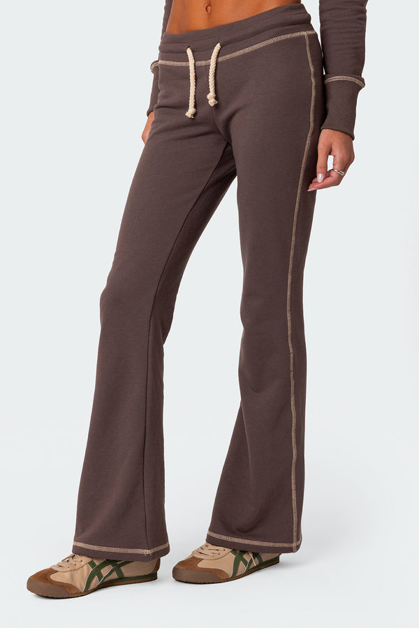 Edikted Alexia Low Rise Sweatpants Brown