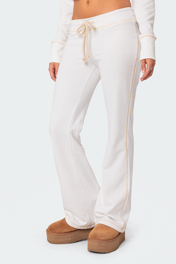 Edikted Alexia Low Rise Sweatpants White