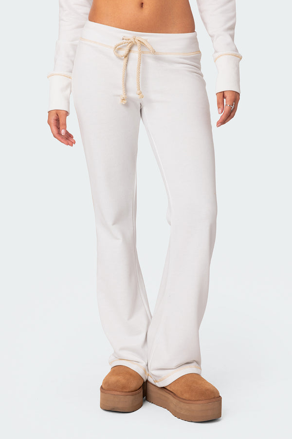 Edikted Alexia Low Rise Sweatpants White