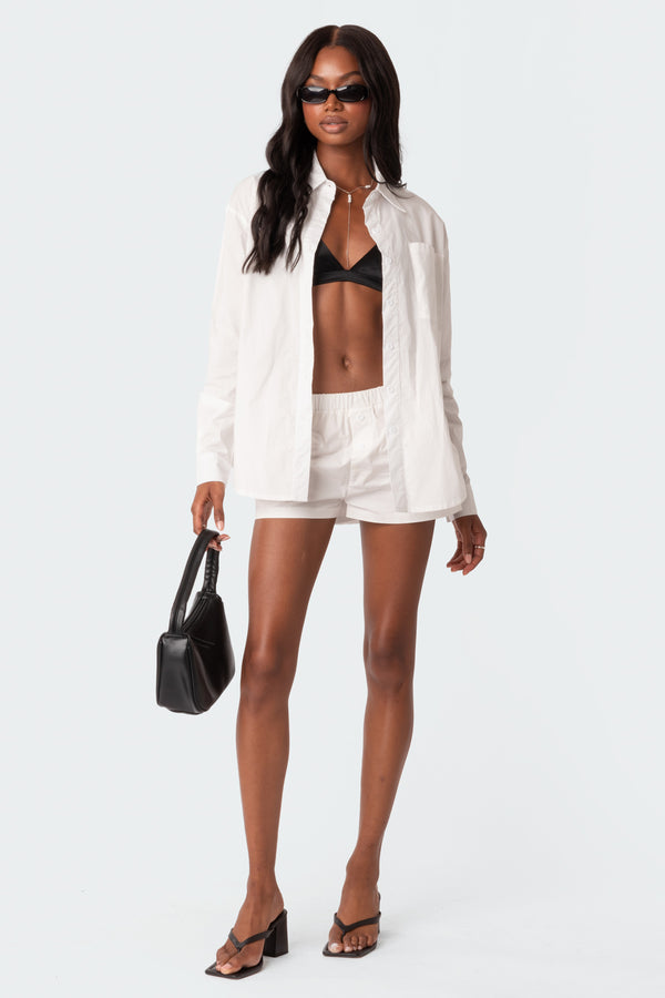 edikted Aline Boxer Shorts white