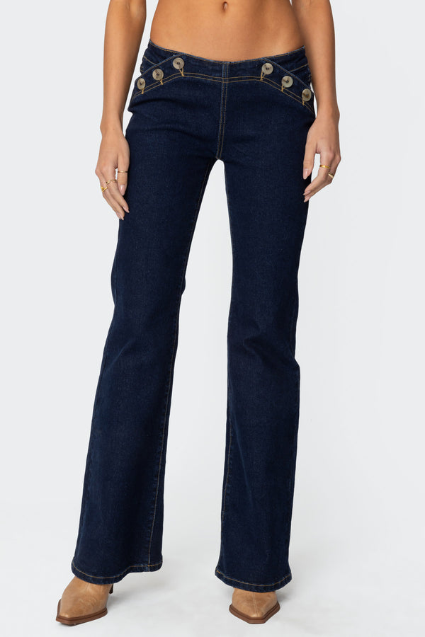 Edikted Alison Low Rise Flared Jeans Blue