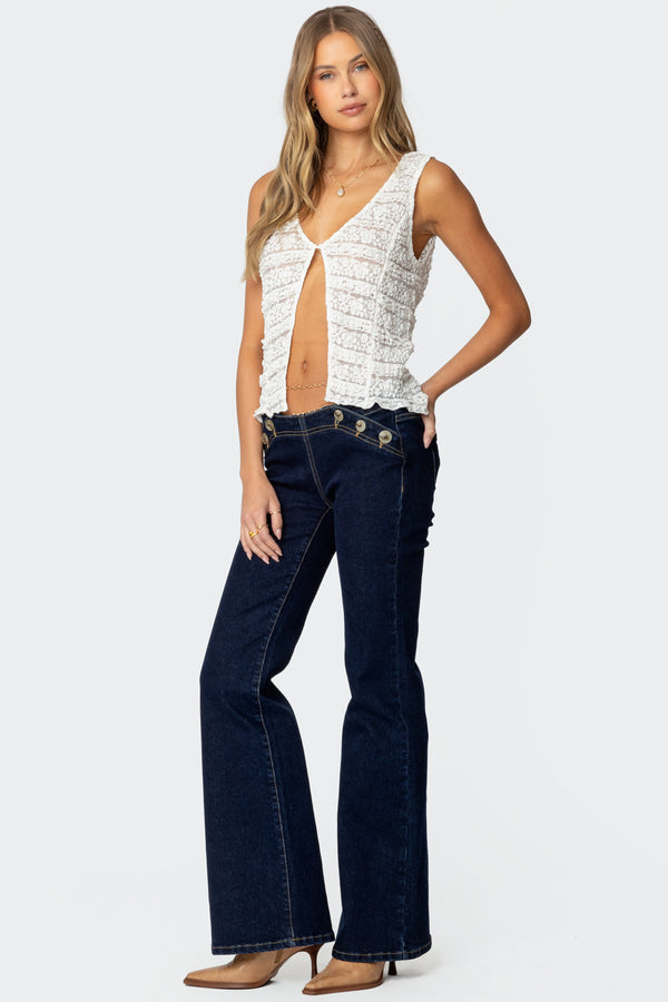 Edikted Alison Low Rise Flared Jeans Blue
