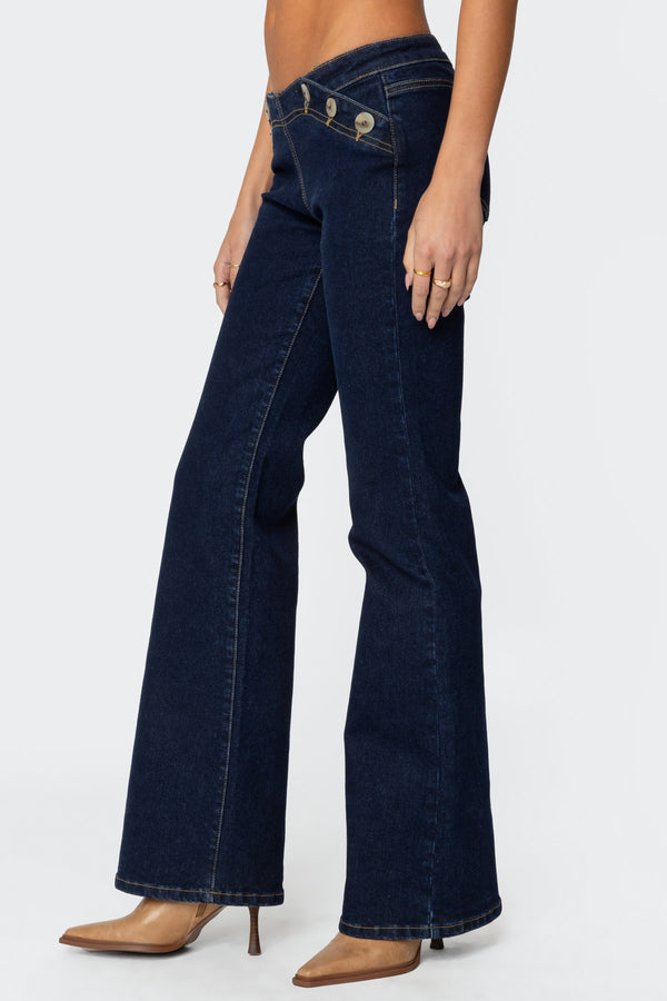 Edikted Alison Low Rise Flared Jeans Blue