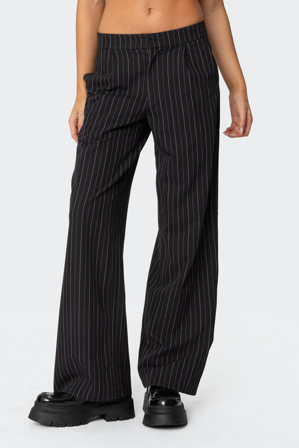 Edikted Aliza Pinstripe Pants Black And White