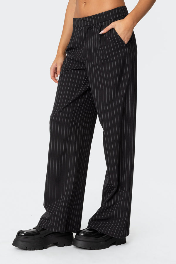 Edikted Aliza Pinstripe Pants Black And White