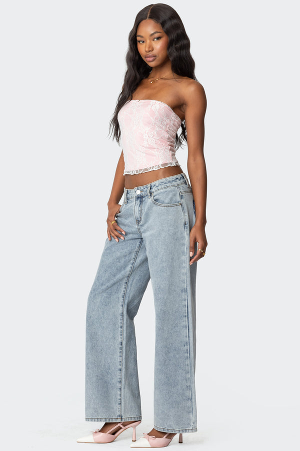 Edikted Allison Lace Tube Top White And Pink