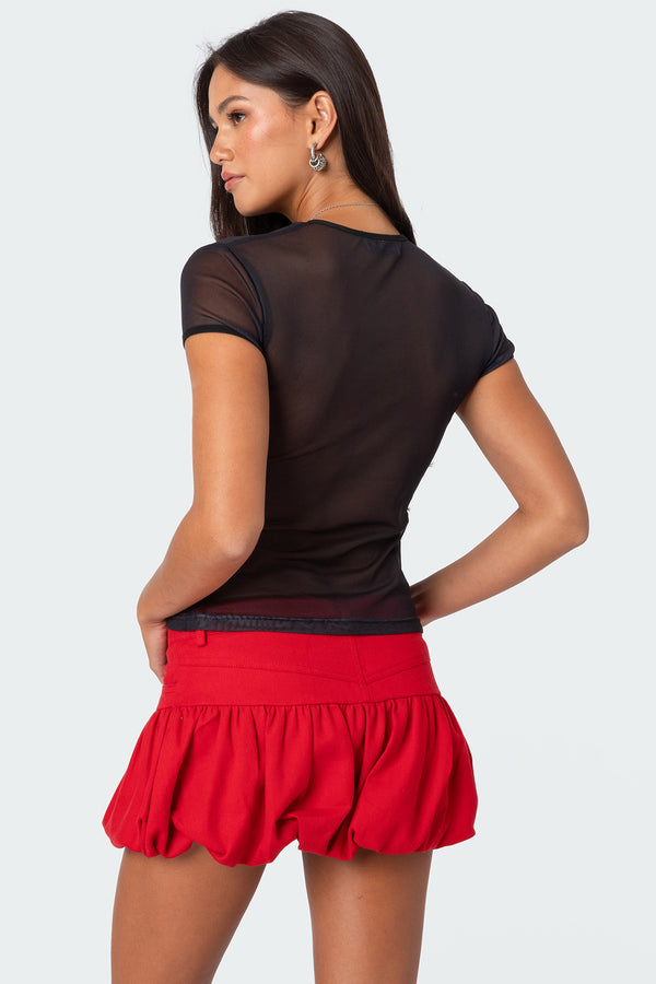 Edikted Aloha Sheer Mesh T Shirt Black