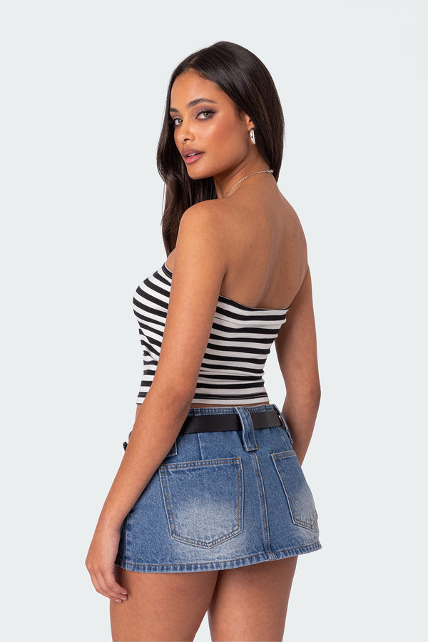 Edikted Alta Striped Tube Top Black And White