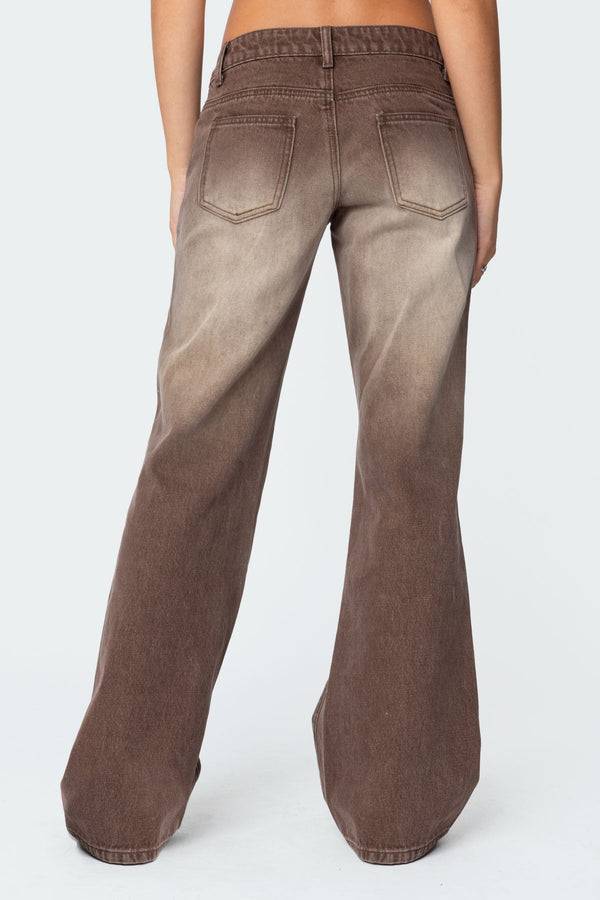 Edikted Alysse Low Rise Washed Jeans Brown Washed