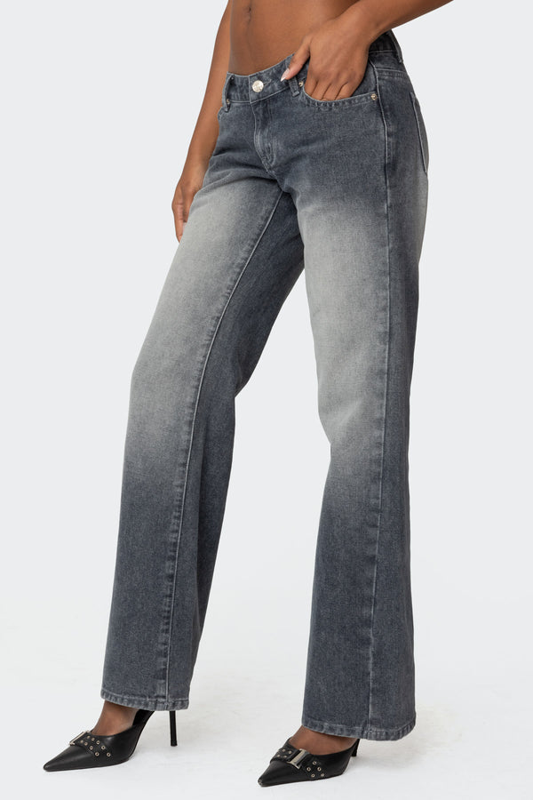 Edikted Alysse Low Rise Washed Jeans Gray Washed