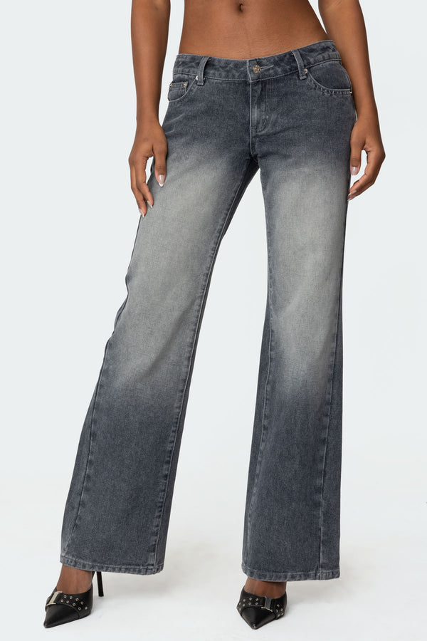 Edikted Alysse Low Rise Washed Jeans Gray Washed