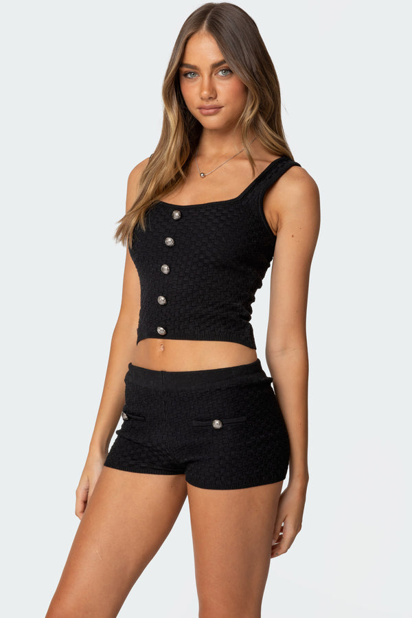 Edikted Amalie Knit Tank Top Black