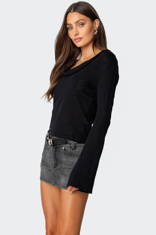 Edikted Amira Cowl Neck Sweater Black