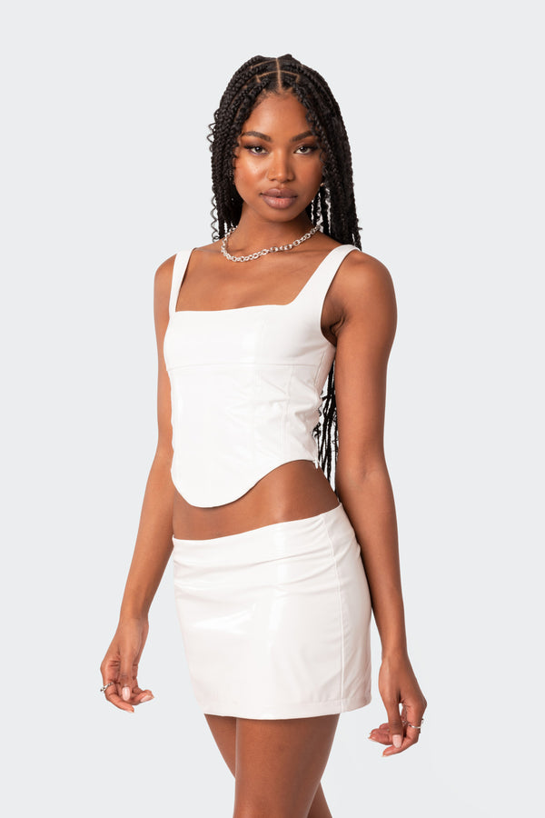 Edikted Amiyah Vinyl Corset White
