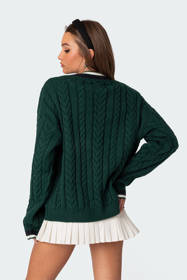 Edikted Amoret Cable Knit Sweater Green