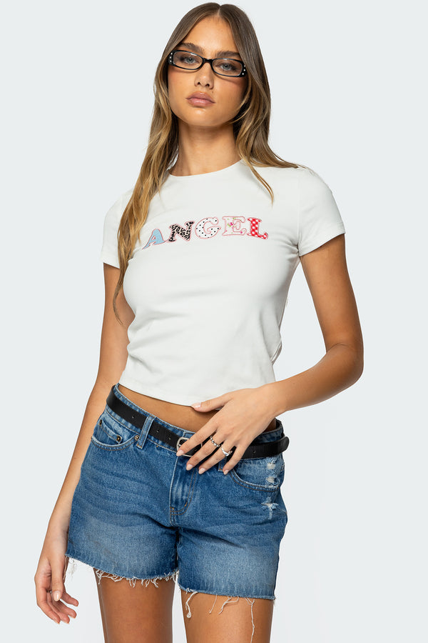 Edikted Angel Patch T Shirt White