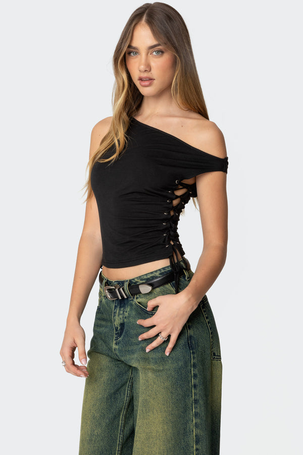 edikted Angi Asymmetric Top black