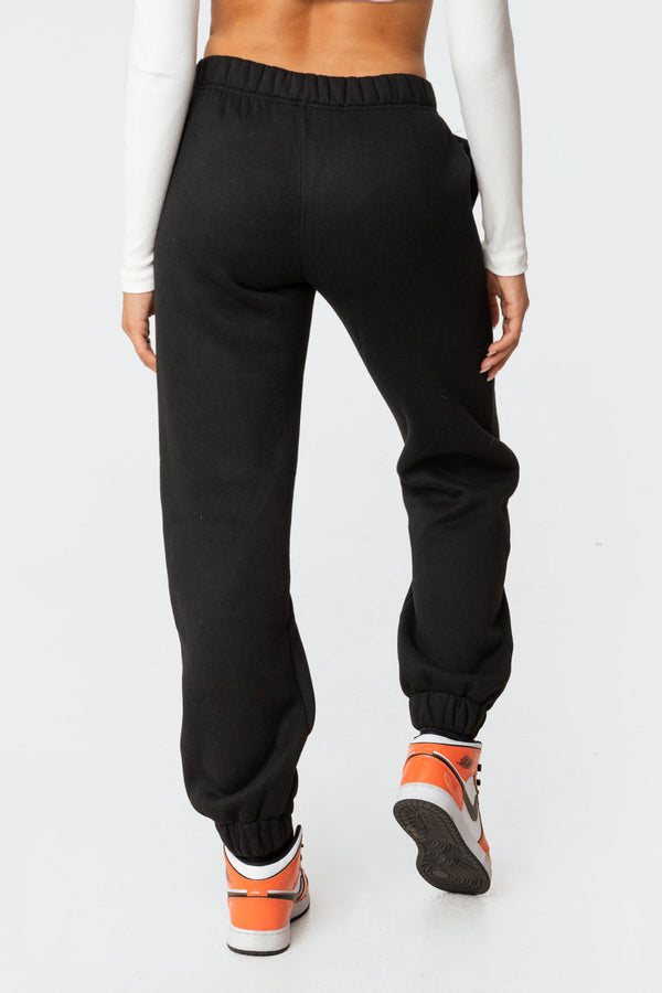 Edikted Angie Rhinestone Sweatpants Black