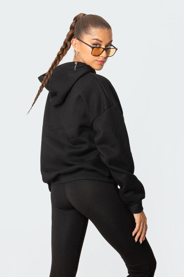 Edikted Angie Rhinstone Hoodie Black