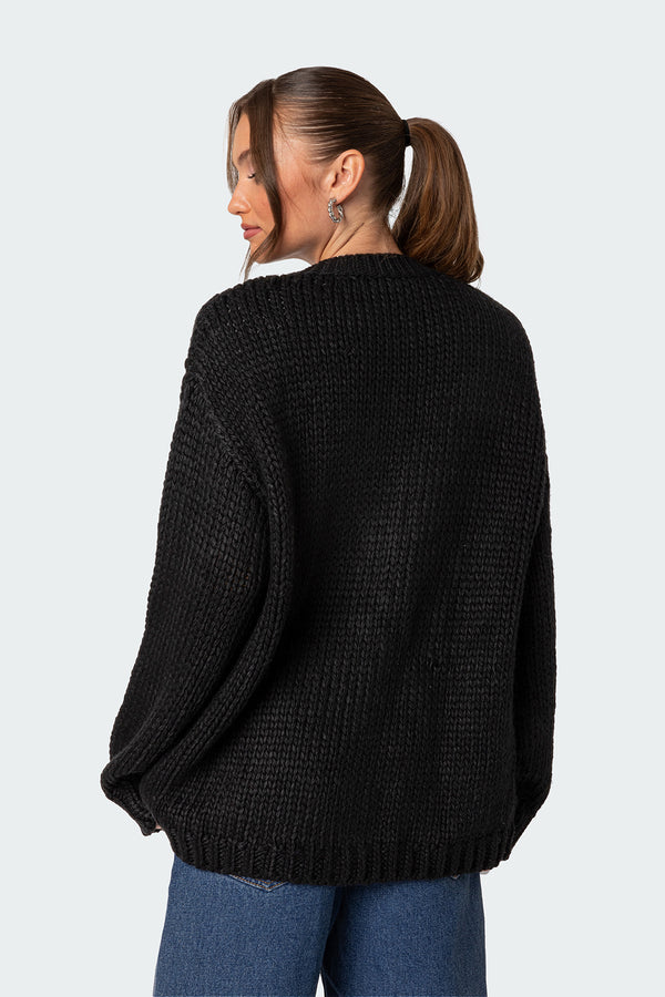 Edikted Anina Oversized Knit Cardigan Black