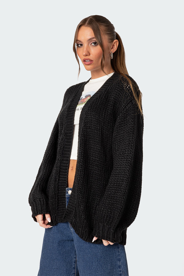 Edikted Anina Oversized Knit Cardigan Black