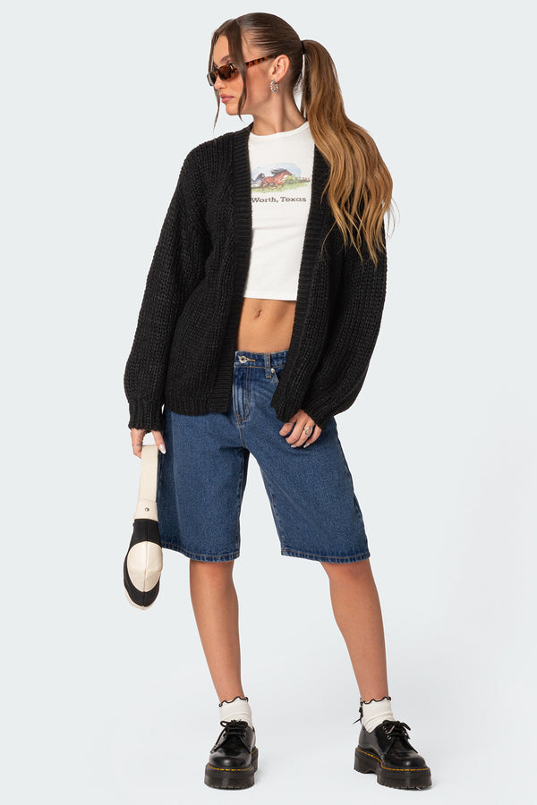 edikted Anina Oversized Knit Cardigan black
