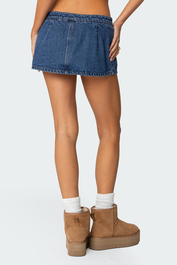 Edikted Anita Denim Mini Skort Blue
