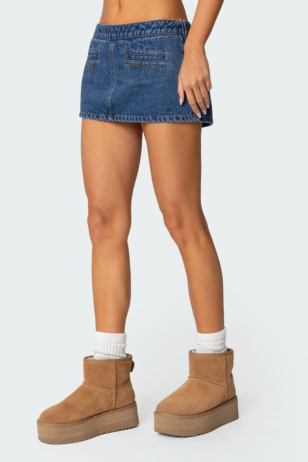 Edikted Anita Denim Mini Skort Blue