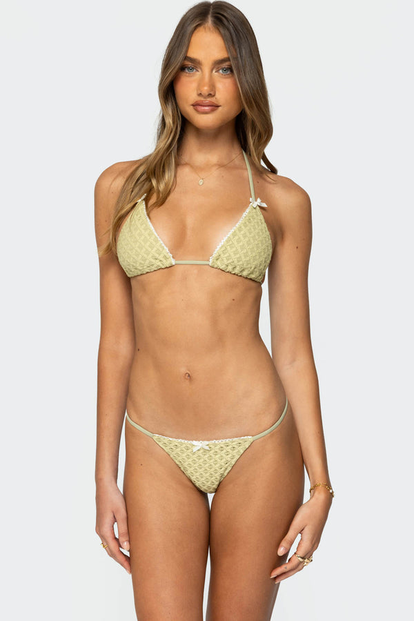 edikted Anna Textured Triangle Bikini Top green