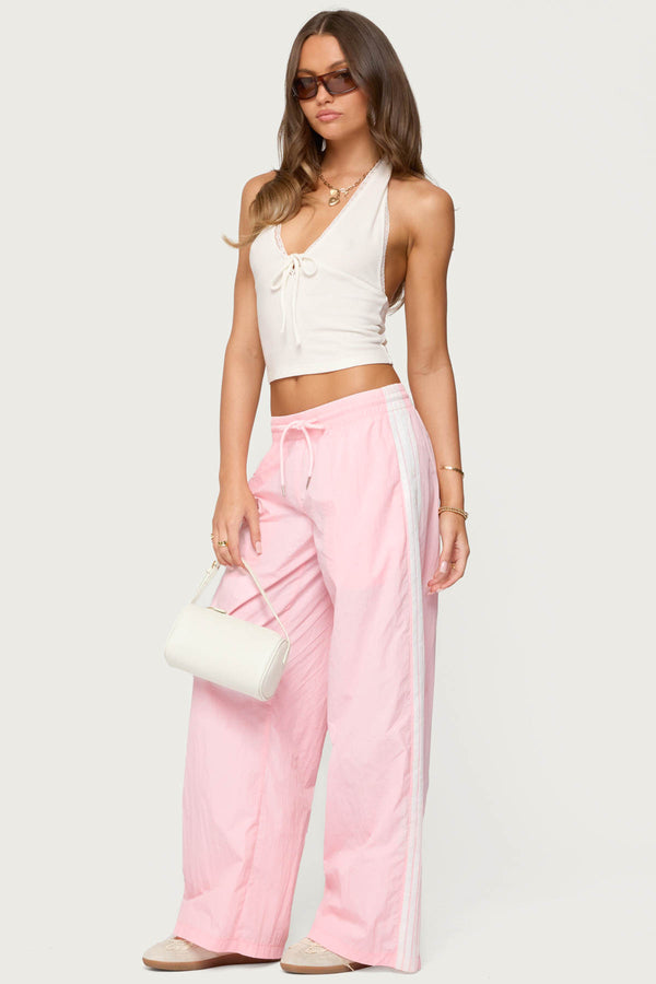 edikted Annabella Nylon Track Pants light pink