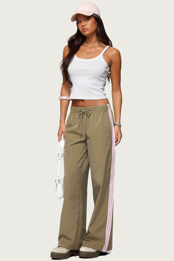 Edikted Annabella Nylon Track Pants Olive