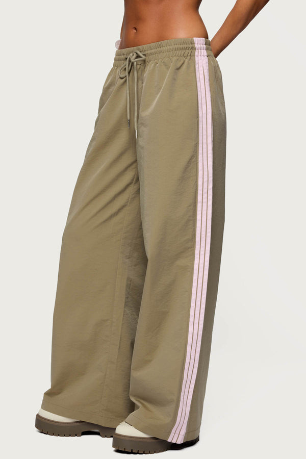 Edikted Annabella Nylon Track Pants Olive