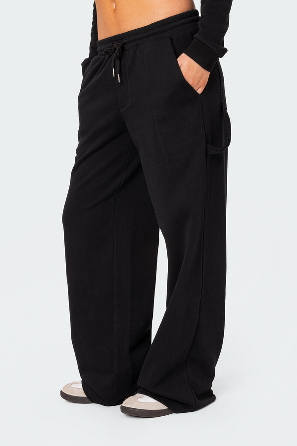 Edikted Annalise Straight Leg Sweatpants Black