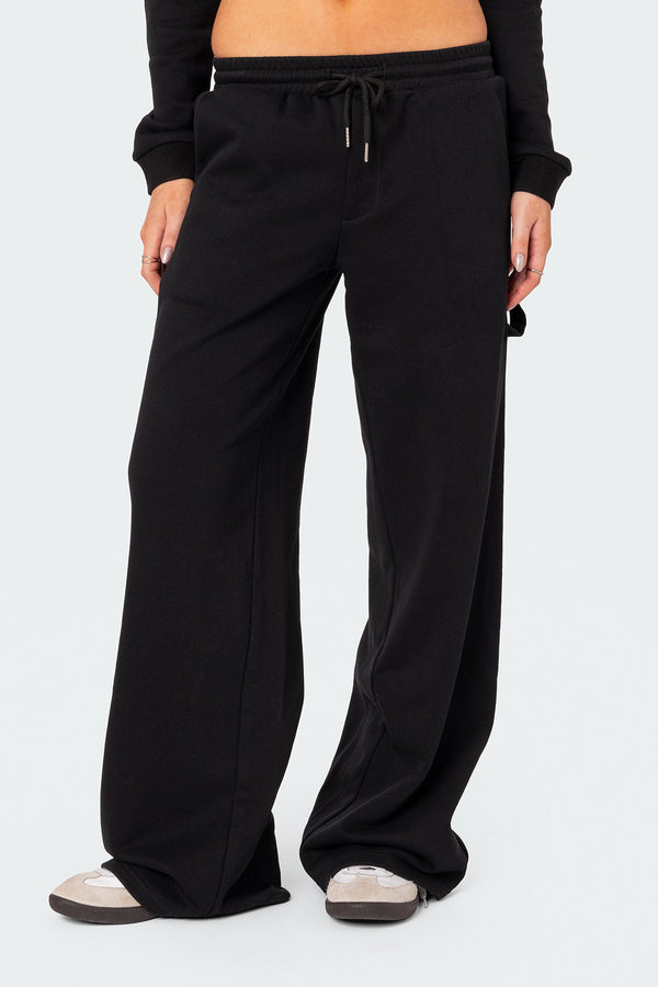 Edikted Annalise Straight Leg Sweatpants Black