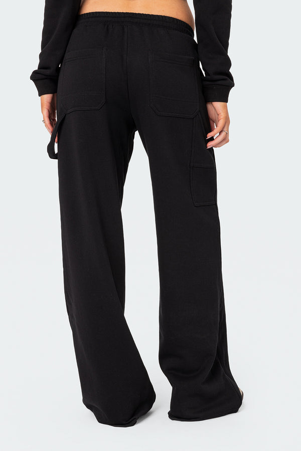 Edikted Annalise Straight Leg Sweatpants Black