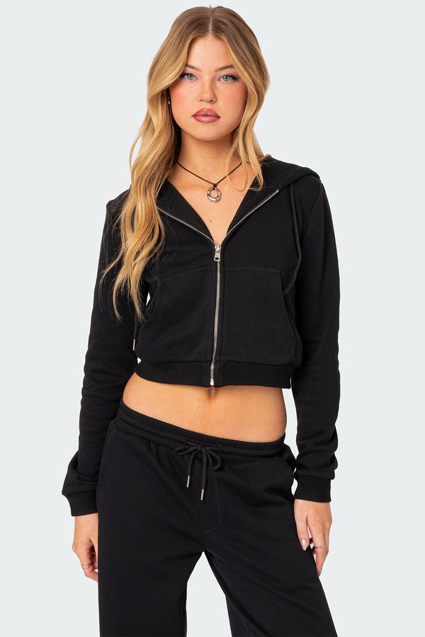 edikted Annalise Zip Front Hoodie black