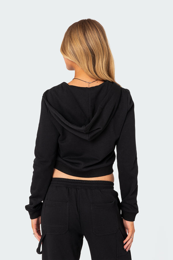 Edikted Annalise Zip Front Hoodie Black