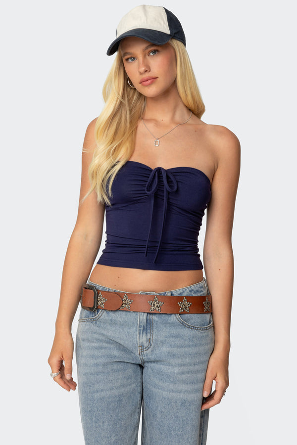 edikted Annelise Strapless Top navy