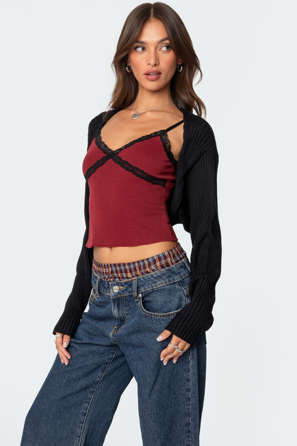 Edikted Anya Shrug Sweater Black