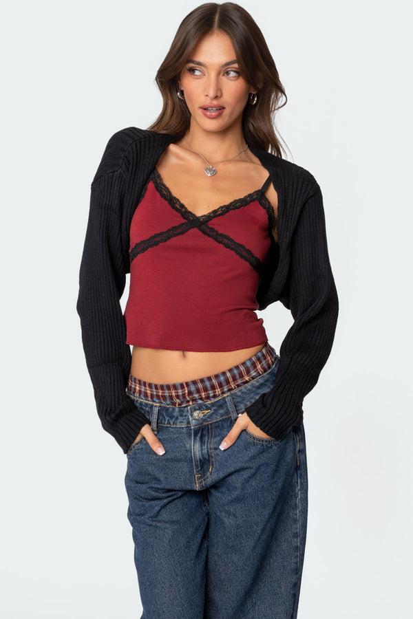 edikted Anya Shrug Sweater black