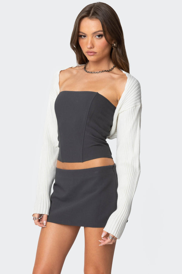 Edikted Anya Shrug Sweater Cream