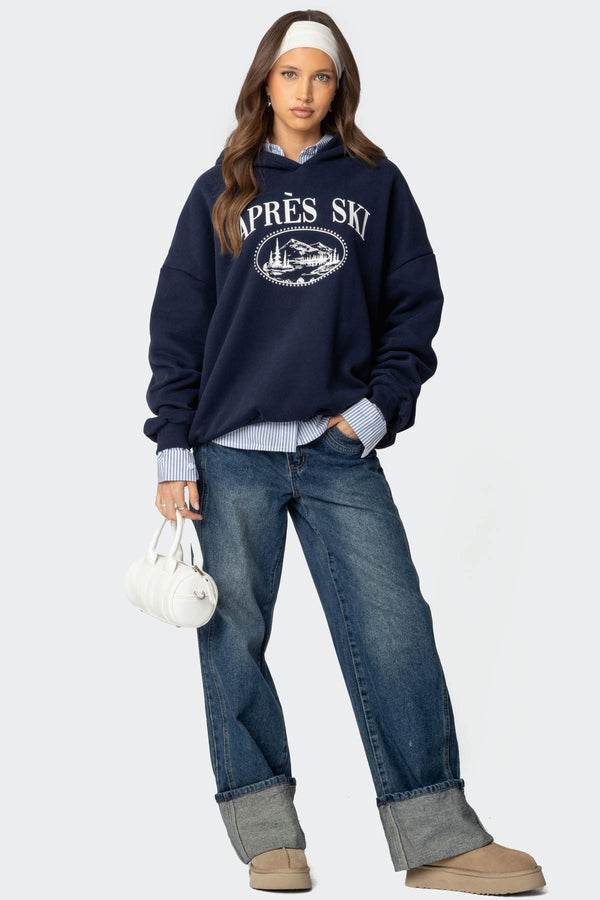Edikted Apres Ski Oversized Hoodie Navy