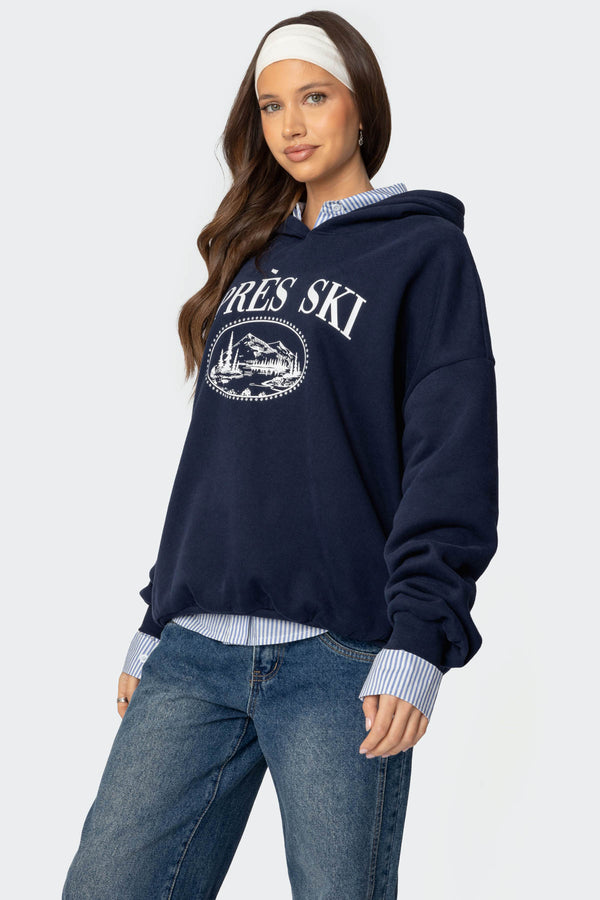 Edikted Apres Ski Oversized Hoodie Navy