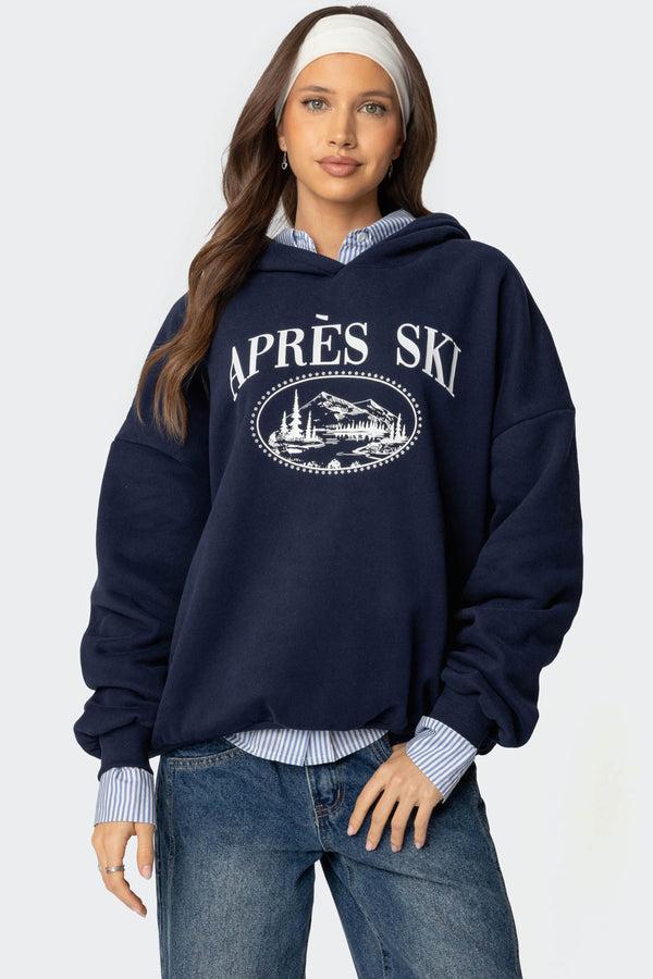 edikted Apres Ski Oversized Hoodie navy