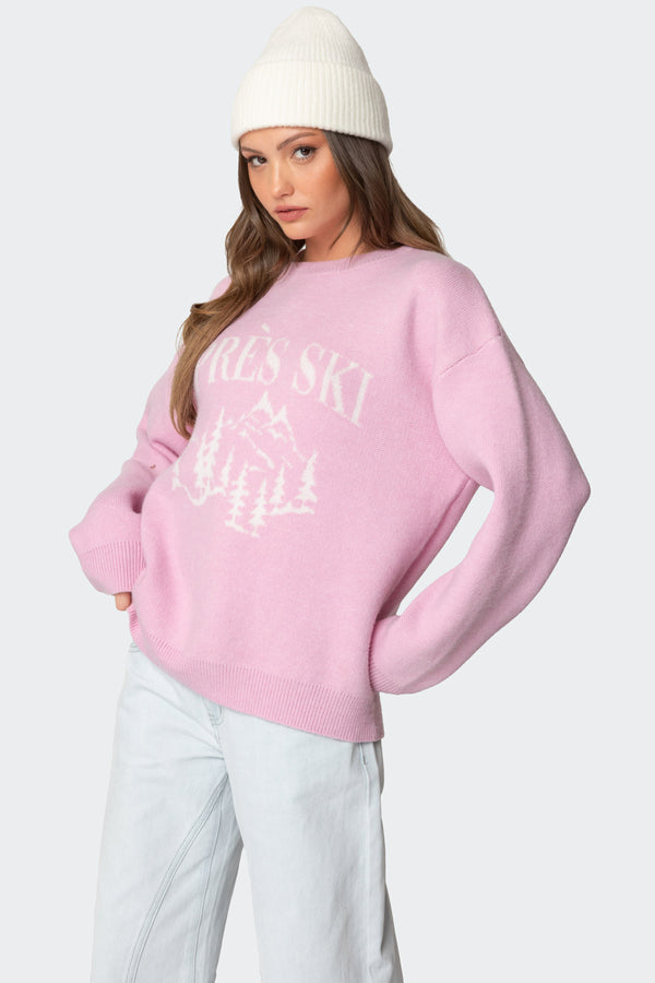 Edikted Apres Ski Oversized Sweater Pink