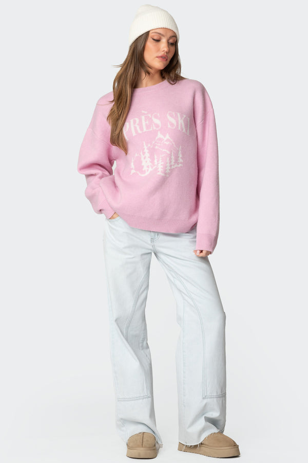 Edikted Apres Ski Oversized Sweater Pink