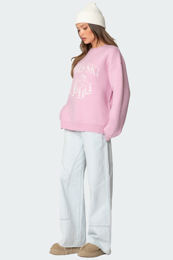 Edikted Apres Ski Oversized Sweater Pink
