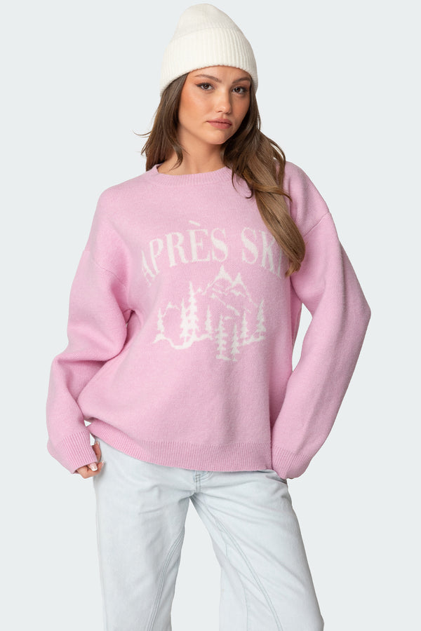 edikted Apres Ski Oversized Sweater pink