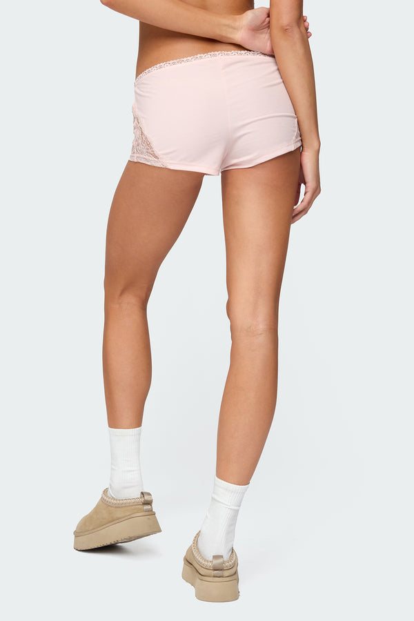 Edikted Arcadia Lacey Shorts Light Pink