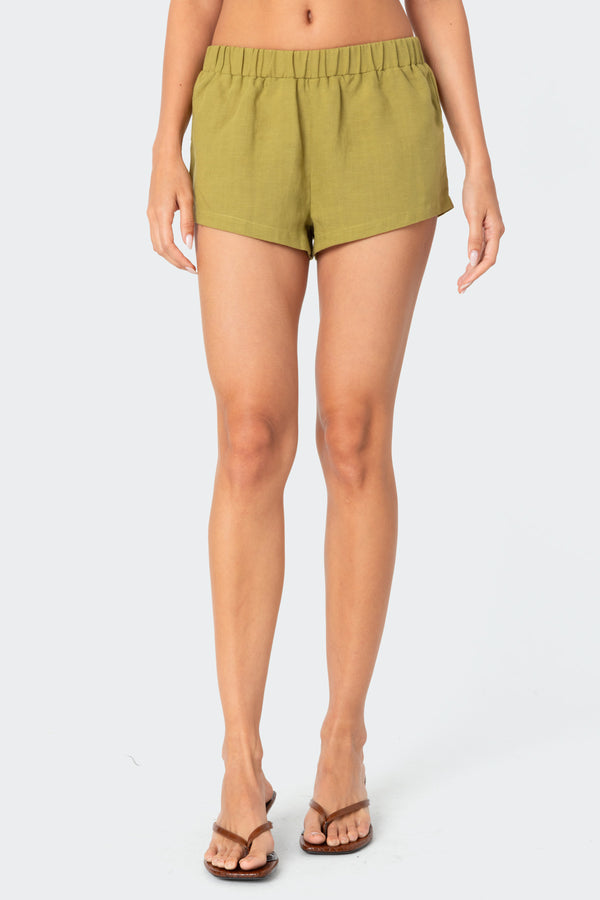 Edikted Arden Linen Look Shorts Green